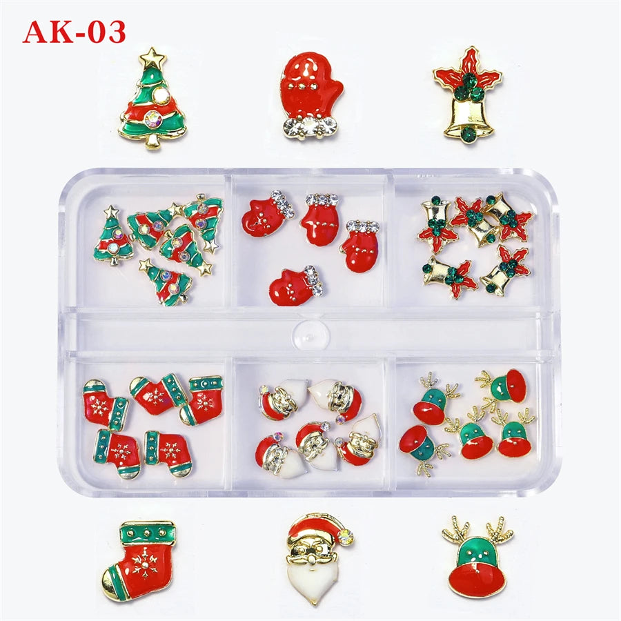 CHS002  Alloy Christmas Mix Shapes Christmas Metal Charm Nail art Decoration Wheel 3D Nail Jewelry Accessories