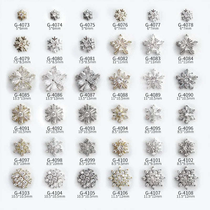 CHS015  Christmas Nail Art Zircon Charms 3D Snowflake Nail Glitter Sticker Supplies Accessories Shiny Xtmas Nail Rhinestones Jewelry