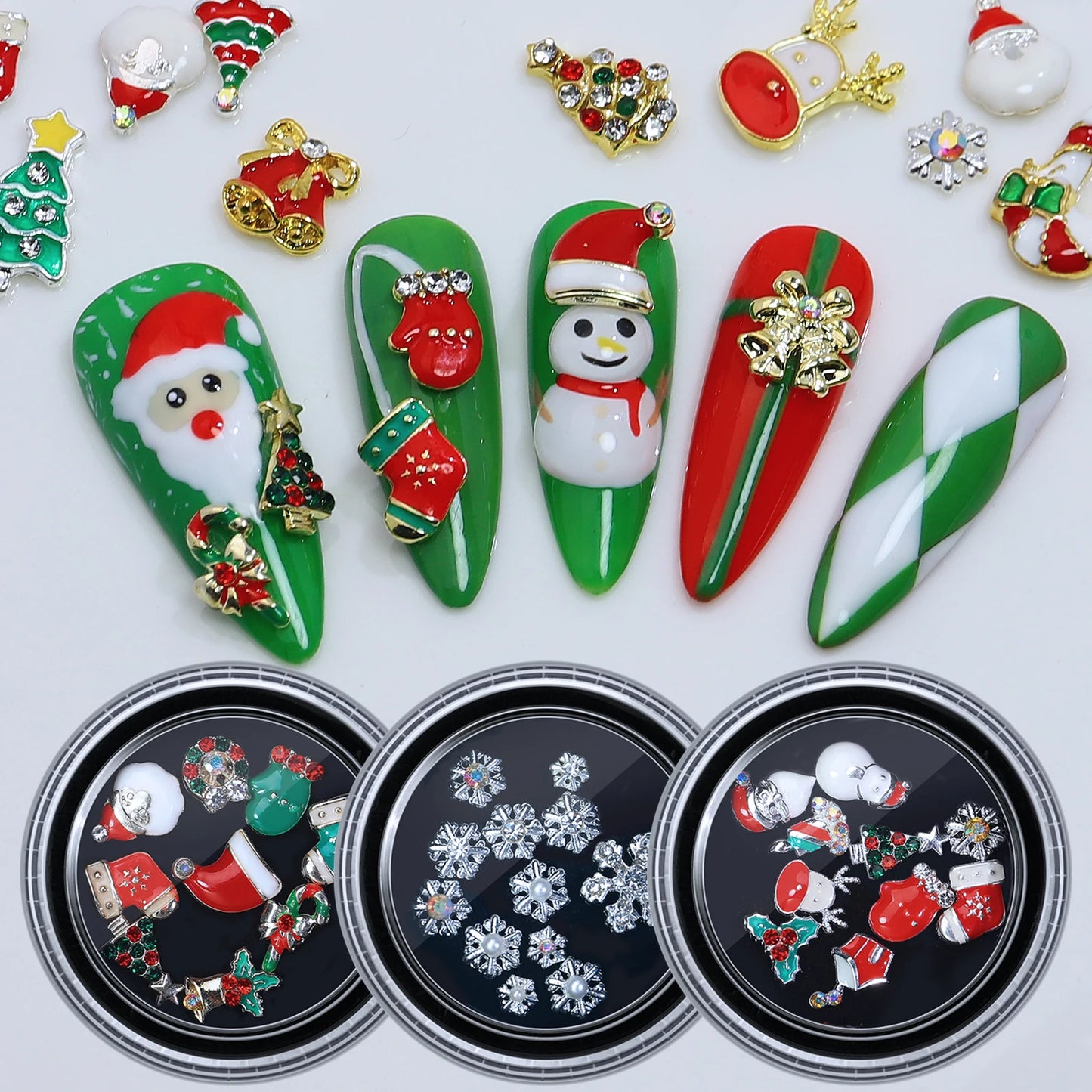 CHS001  Alloy Christmas Mix Shapes Christmas Metal Charm Nail art Decoration Wheel 3D Nail Jewelry Accessories