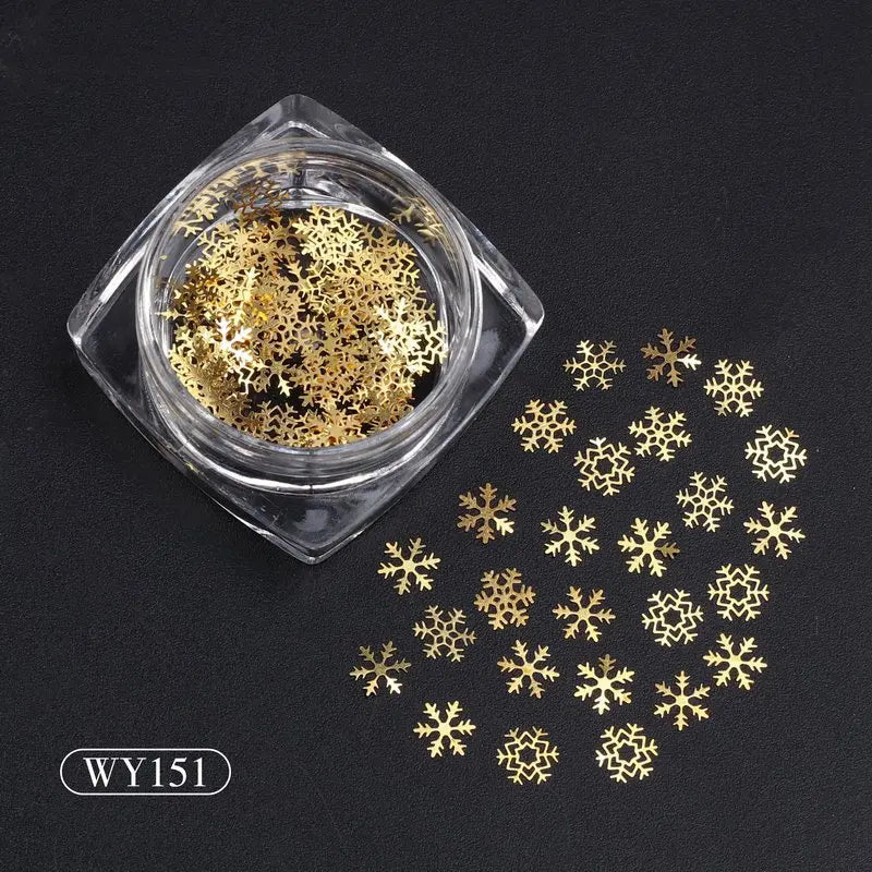 CHS007  Christmas Manicure Skull Patch 3D DIY Hollow Metal Nail Stud Art Deco Gold Rivet Manicure Nail Art Decoration