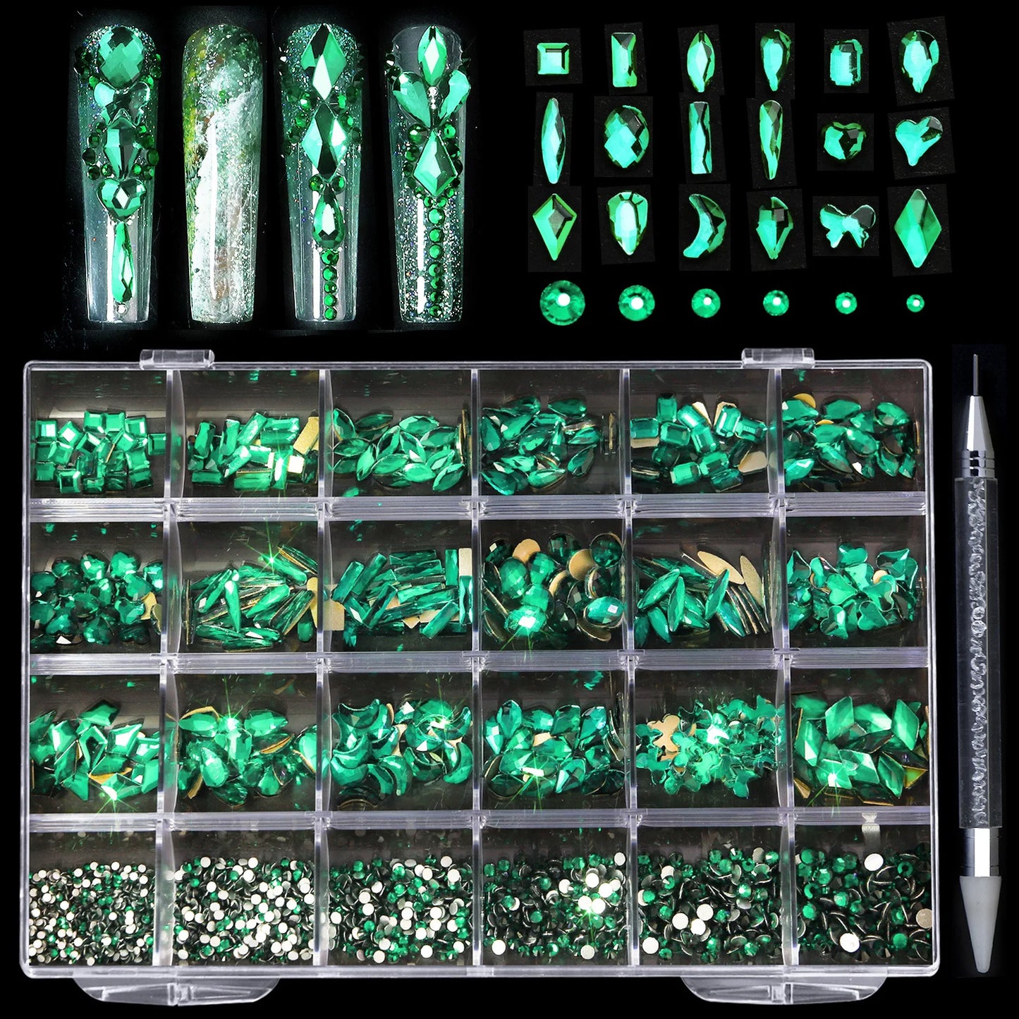 CHS005  24 girds Nail rhinestones Mix Shapes Christmas Metal Charm Nail art Decoration Wheel 3D Nail Jewelry Accessories