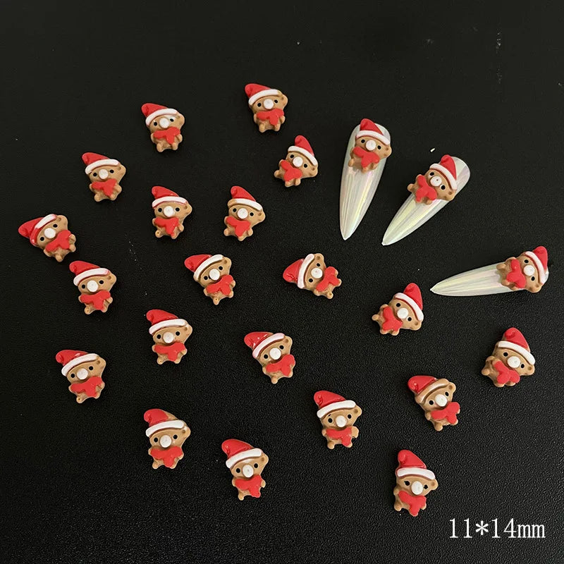 CHS013  Resin Christmas Bells Tree Deer Santa Claus Snowman Candy Cane For Jewelry DIY nail art