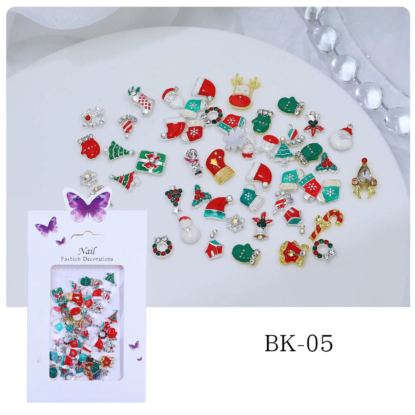 CHS001  Alloy Christmas Mix Shapes Christmas Metal Charm Nail art Decoration Wheel 3D Nail Jewelry Accessories