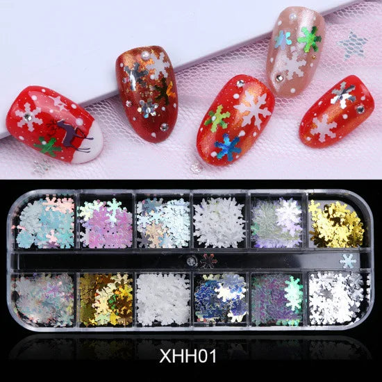 CHS025  Christmas snowflake laser winter nail enhancement sequins