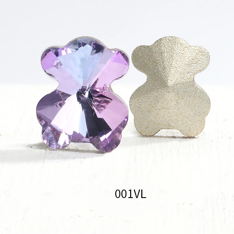 CHS049  Christmas series 6.5*8mm bear manicure rhinestone color pointed bottom glass rhinestone