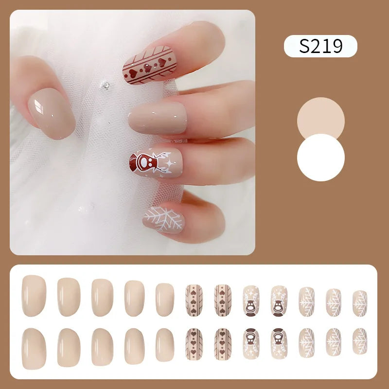 CHS023 Christmas style False Nails Long Press On Nail Tip Wholesale Vendor Custom Logo Acrylic Nail Artificial Fingernails