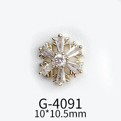 CHS015  Christmas Nail Art Zircon Charms 3D Snowflake Nail Glitter Sticker Supplies Accessories Shiny Xtmas Nail Rhinestones Jewelry