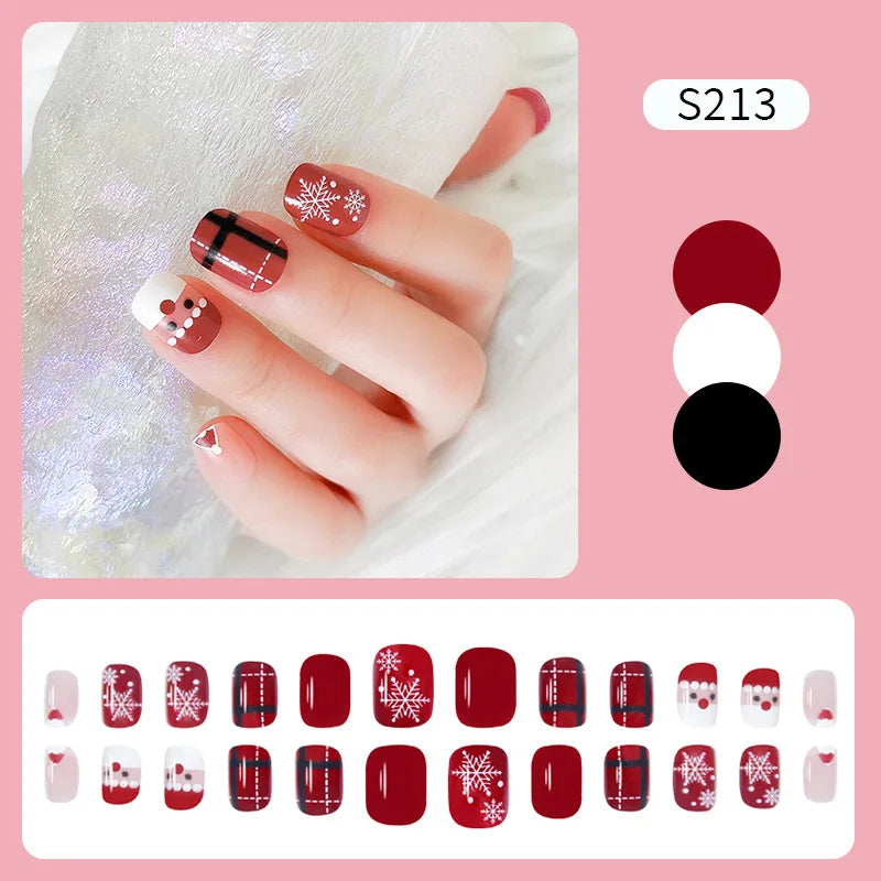CHS023 Christmas style False Nails Long Press On Nail Tip Wholesale Vendor Custom Logo Acrylic Nail Artificial Fingernails