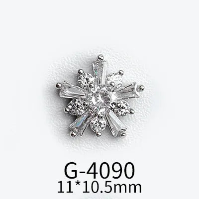 CHS015  Christmas Nail Art Zircon Charms 3D Snowflake Nail Glitter Sticker Supplies Accessories Shiny Xtmas Nail Rhinestones Jewelry