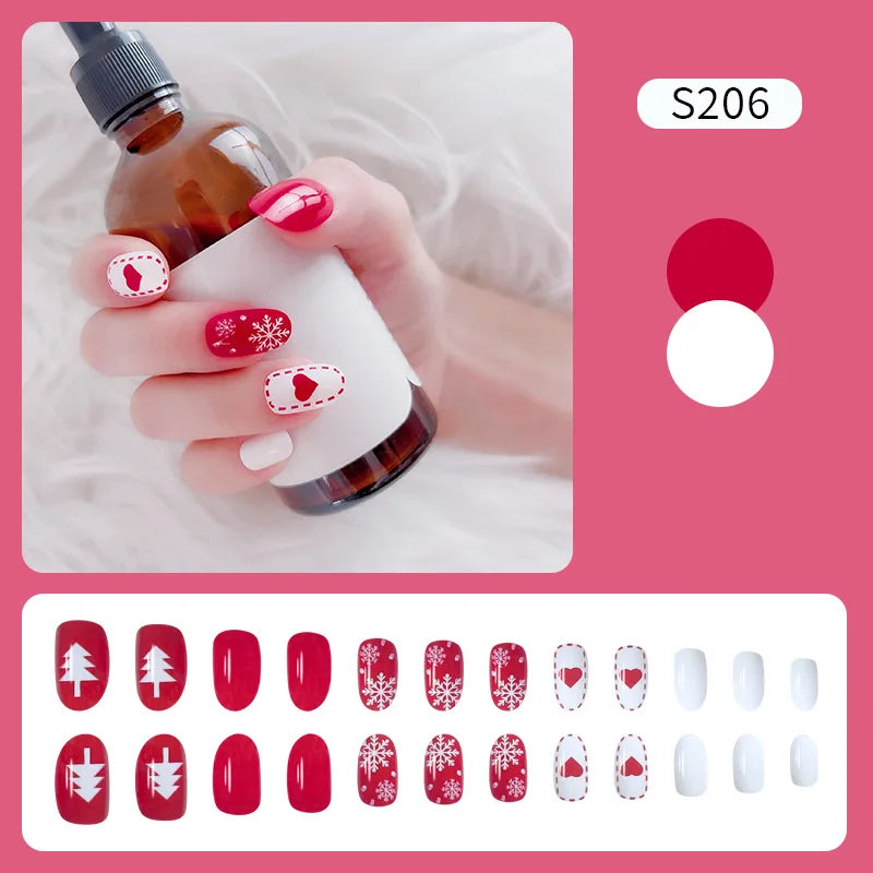 CHS023 Christmas style False Nails Long Press On Nail Tip Wholesale Vendor Custom Logo Acrylic Nail Artificial Fingernails