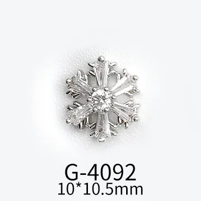 CHS015  Christmas Nail Art Zircon Charms 3D Snowflake Nail Glitter Sticker Supplies Accessories Shiny Xtmas Nail Rhinestones Jewelry