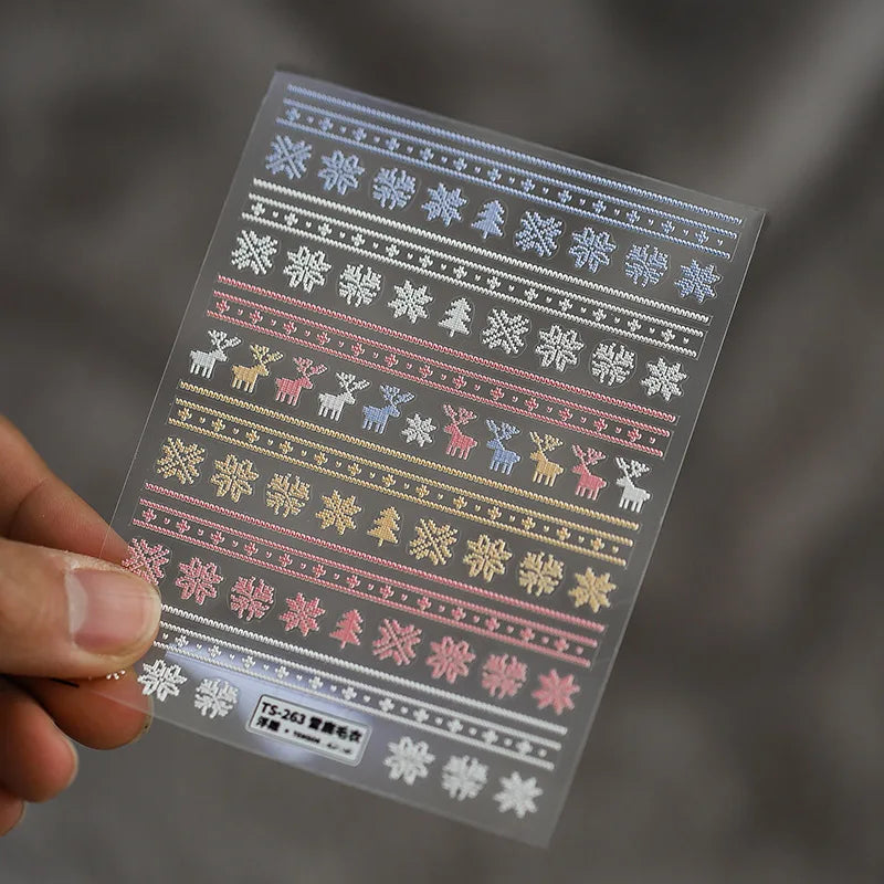 CHS028  High quality 5D nail stickers Christmas flowers nail stickers decorations simple flower lines 3d