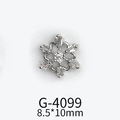 CHS015  Christmas Nail Art Zircon Charms 3D Snowflake Nail Glitter Sticker Supplies Accessories Shiny Xtmas Nail Rhinestones Jewelry