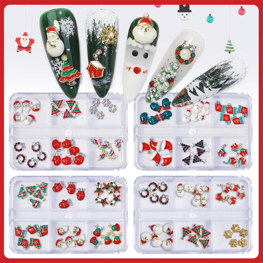 CHS002  Alloy Christmas Mix Shapes Christmas Metal Charm Nail art Decoration Wheel 3D Nail Jewelry Accessories