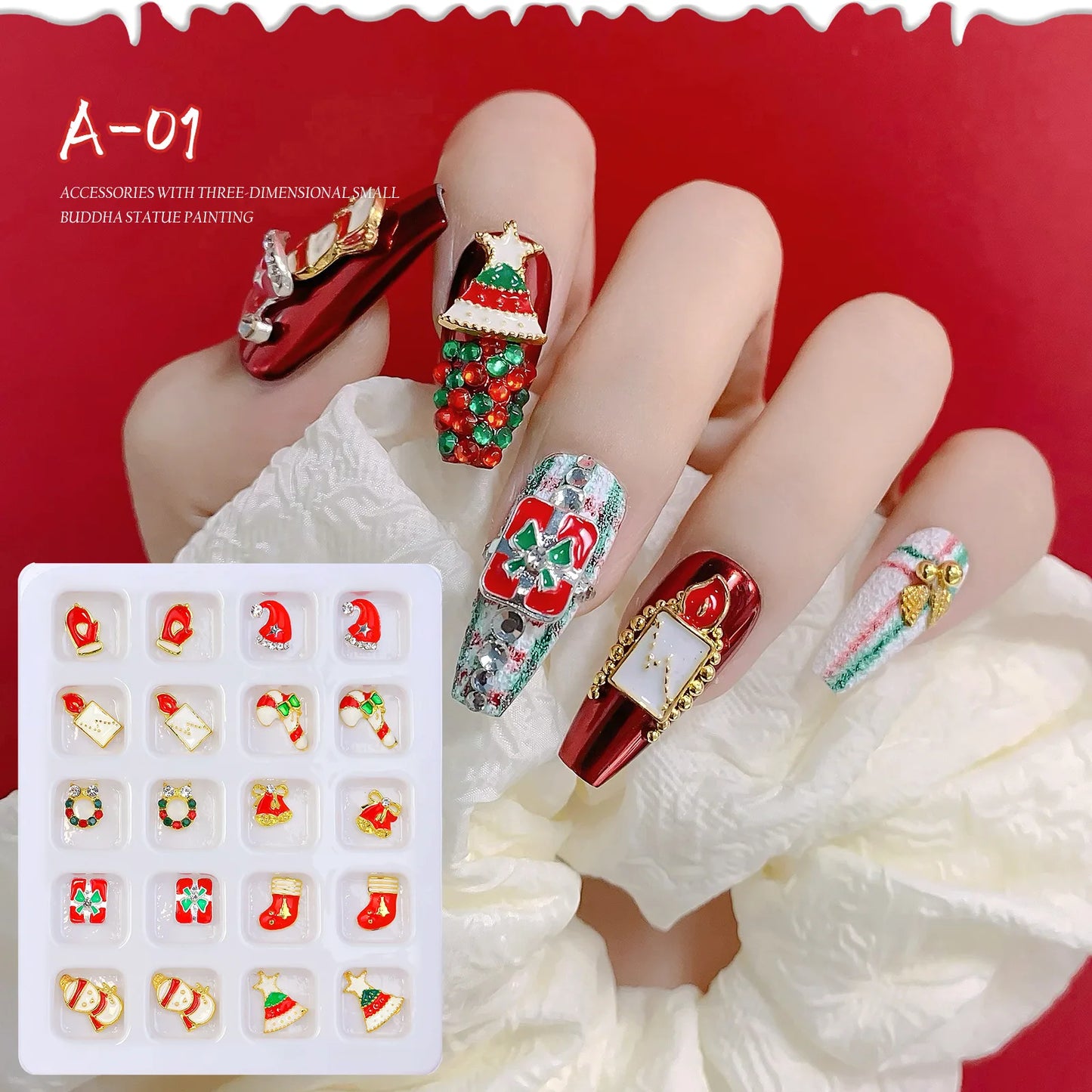 CHS010  Nail Enhancement New Alloy Christmas Jewelry Snowman Diamond Bell Jewelry Set