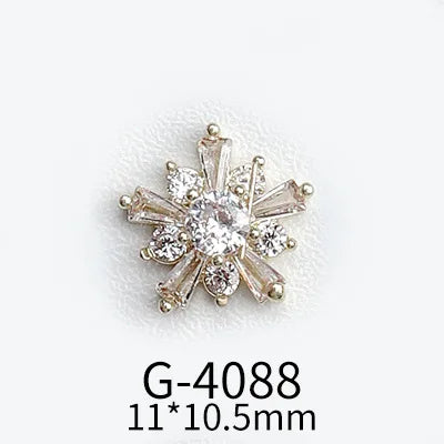 CHS015  Christmas Nail Art Zircon Charms 3D Snowflake Nail Glitter Sticker Supplies Accessories Shiny Xtmas Nail Rhinestones Jewelry