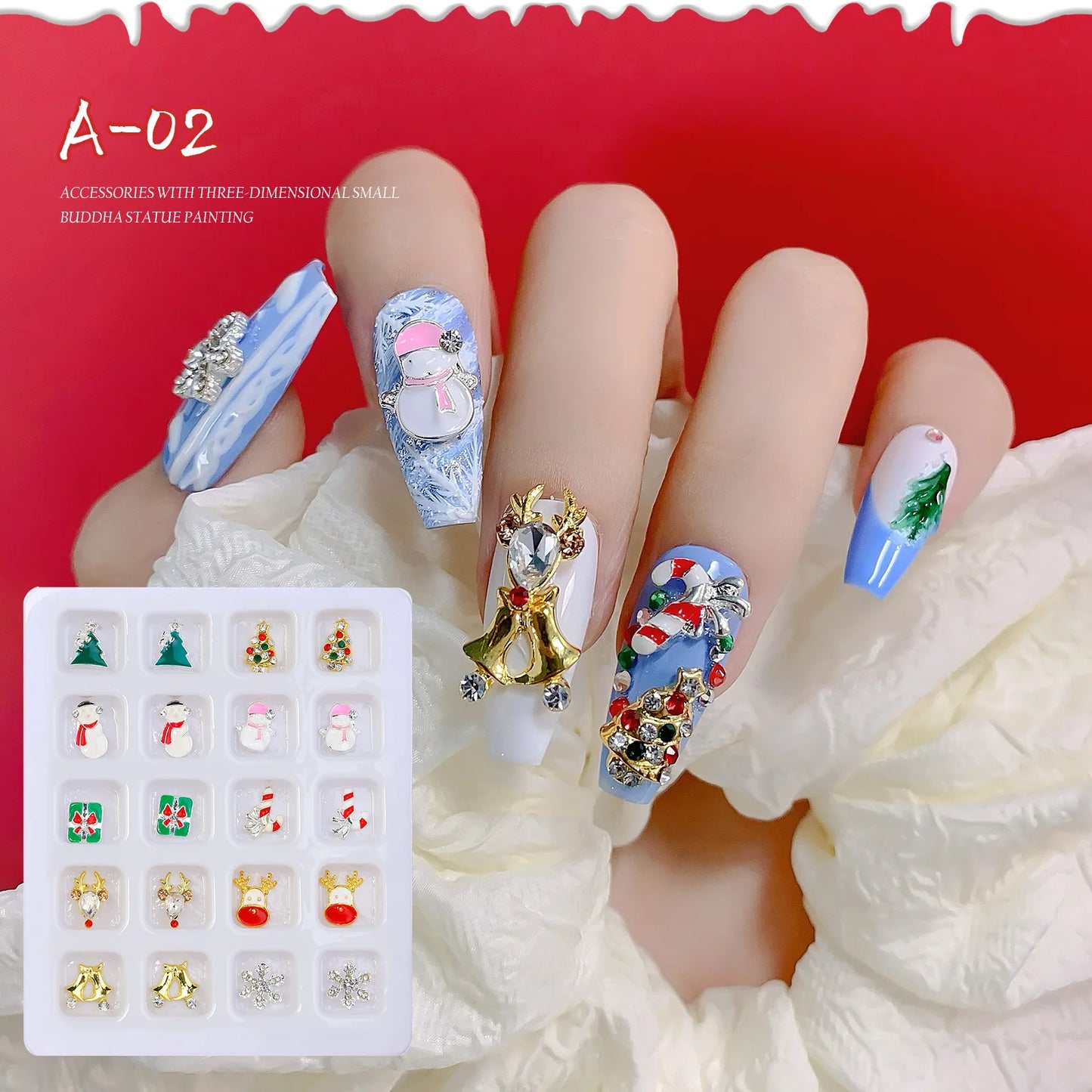 CHS010  Nail Enhancement New Alloy Christmas Jewelry Snowman Diamond Bell Jewelry Set
