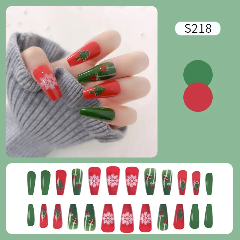 CHS023 Christmas style False Nails Long Press On Nail Tip Wholesale Vendor Custom Logo Acrylic Nail Artificial Fingernails