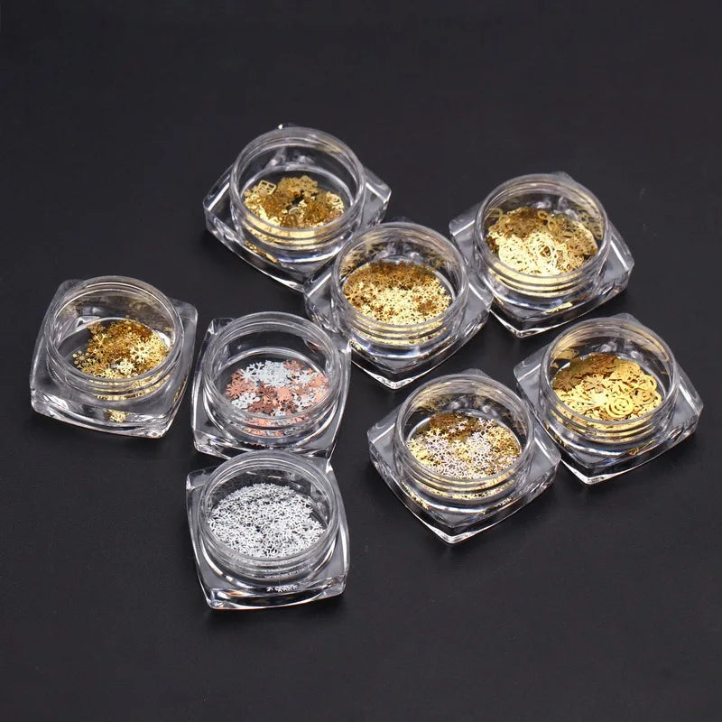 CHS007  Christmas Manicure Skull Patch 3D DIY Hollow Metal Nail Stud Art Deco Gold Rivet Manicure Nail Art Decoration