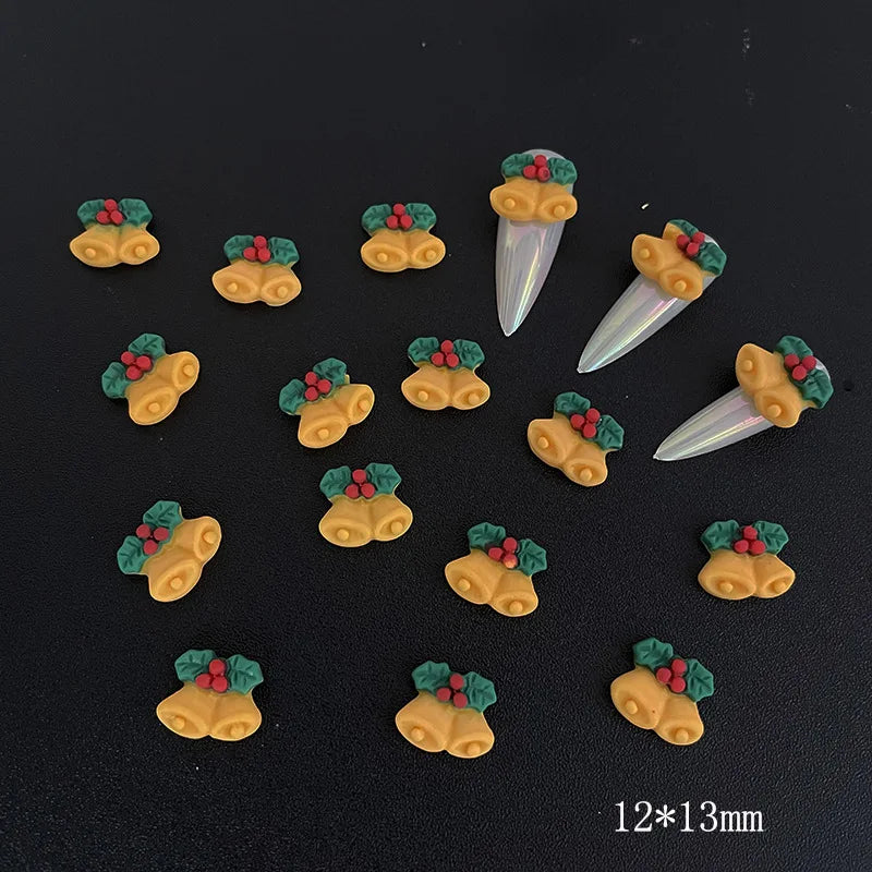 CHS013  Resin Christmas Bells Tree Deer Santa Claus Snowman Candy Cane For Jewelry DIY nail art