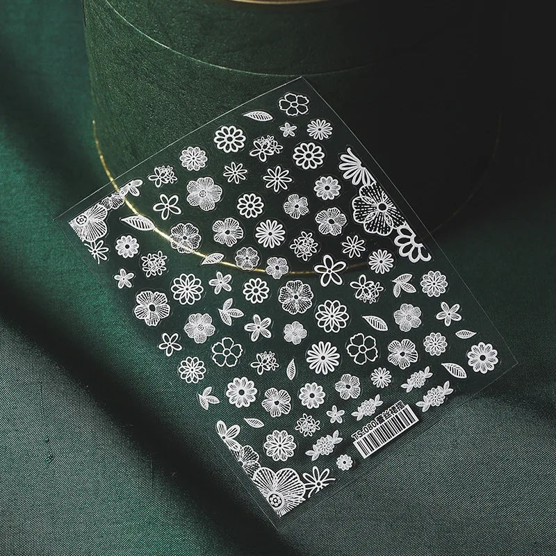 CHS028  High quality 5D nail stickers Christmas flowers nail stickers decorations simple flower lines 3d