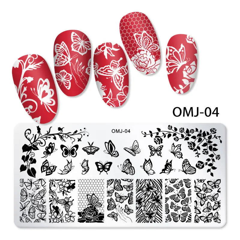 CHS011  12*6cm Stainless steel Nail Art Stamping Template Christmas Image Transfer Plate Manicure Tools