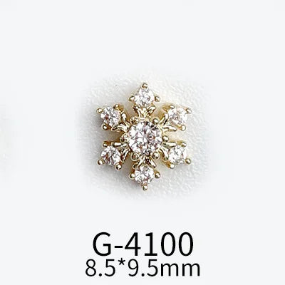 CHS015  Christmas Nail Art Zircon Charms 3D Snowflake Nail Glitter Sticker Supplies Accessories Shiny Xtmas Nail Rhinestones Jewelry