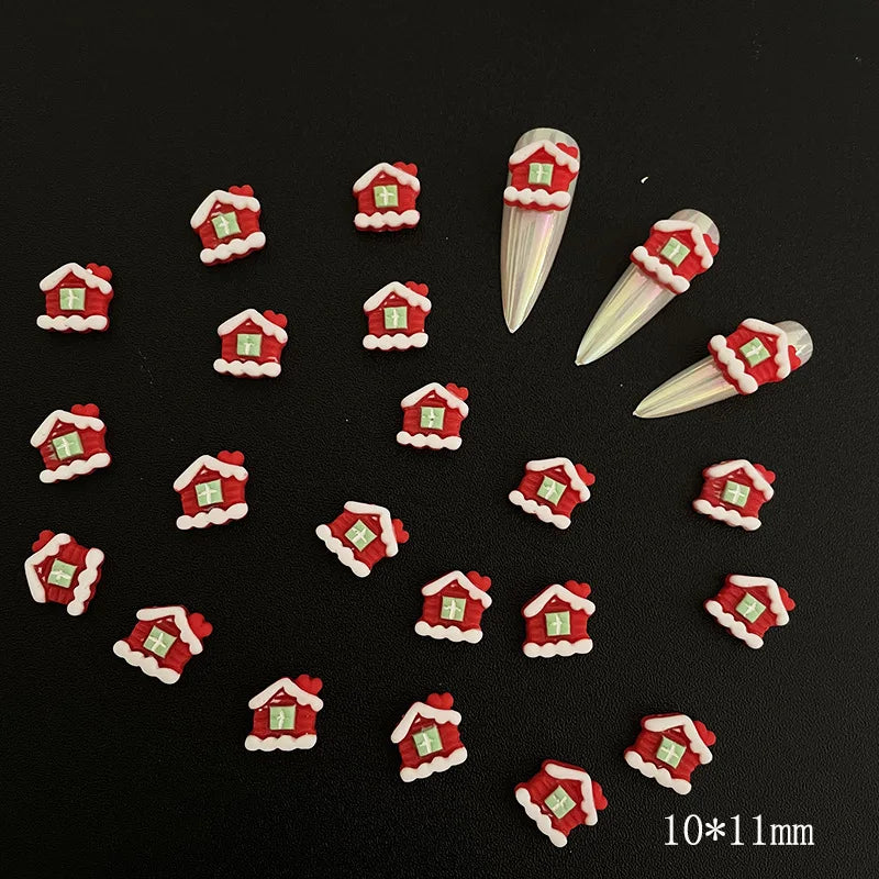 CHS013  Resin Christmas Bells Tree Deer Santa Claus Snowman Candy Cane For Jewelry DIY nail art