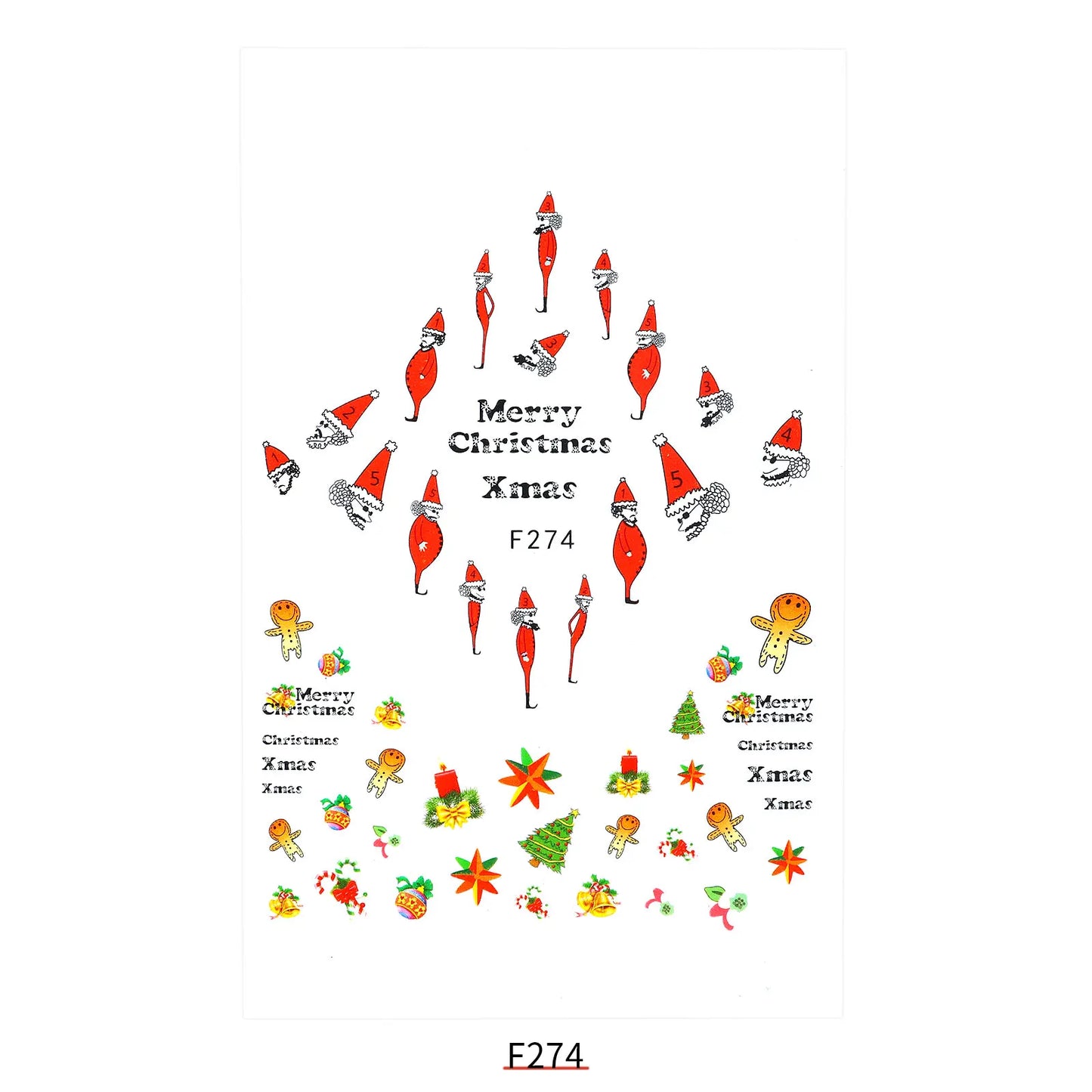 CHS017 New Halloween Nail Sticker Christmas Santa Nail Art 3D Sticker