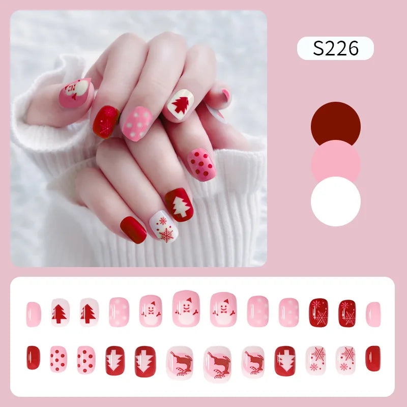 CHS023 Christmas style False Nails Long Press On Nail Tip Wholesale Vendor Custom Logo Acrylic Nail Artificial Fingernails