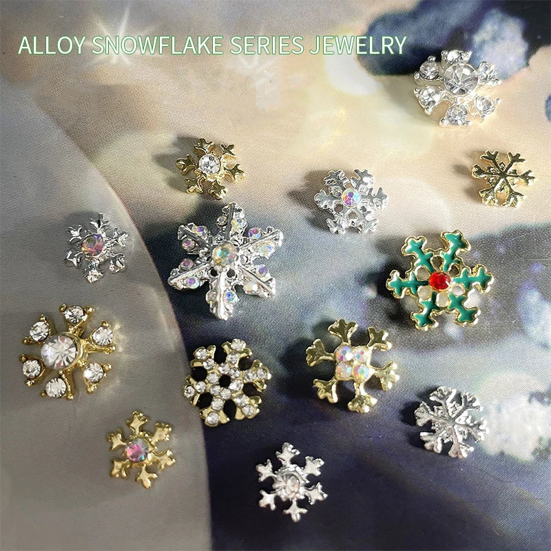 CHS018  Wholesale Christmas Snowflake series AB diamond white diamond nail jewelry