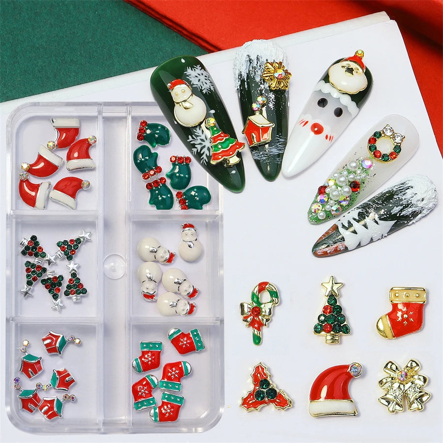 CHS002  Alloy Christmas Mix Shapes Christmas Metal Charm Nail art Decoration Wheel 3D Nail Jewelry Accessories