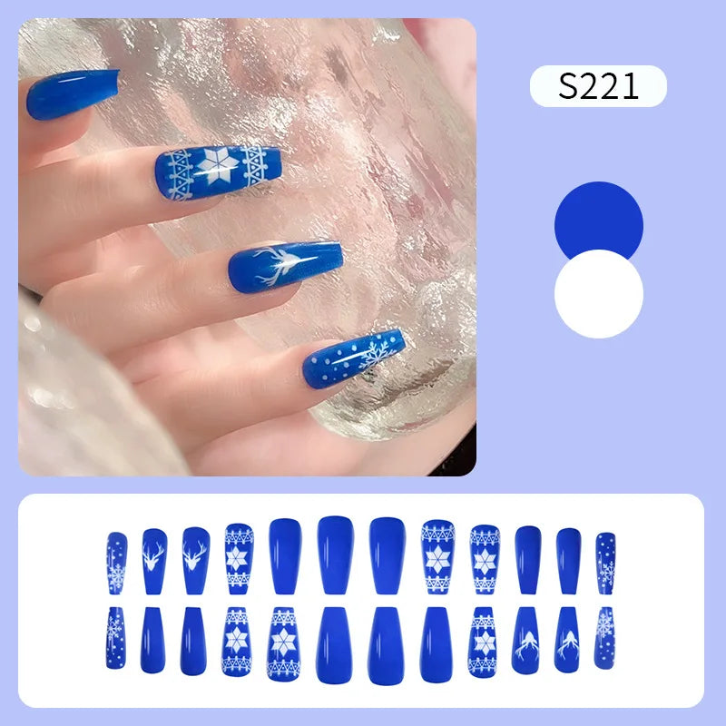 CHS023 Christmas style False Nails Long Press On Nail Tip Wholesale Vendor Custom Logo Acrylic Nail Artificial Fingernails