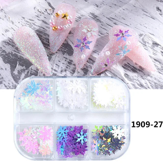 CHS030  Autumn/Winter Metallic New Maple Leaf Christmas Thanksgiving Snowflake Nail Sequins