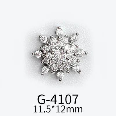 CHS015  Christmas Nail Art Zircon Charms 3D Snowflake Nail Glitter Sticker Supplies Accessories Shiny Xtmas Nail Rhinestones Jewelry