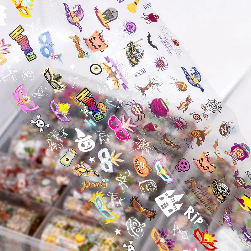 CHS016  Set of 10pcs christmas Nail Foil (10 colors) transfer Paper Decals Nail Art Transfer Sticker Halloween Nail Tool