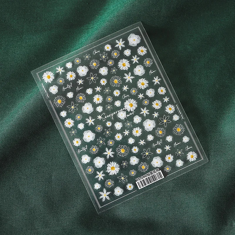 CHS028  High quality 5D nail stickers Christmas flowers nail stickers decorations simple flower lines 3d