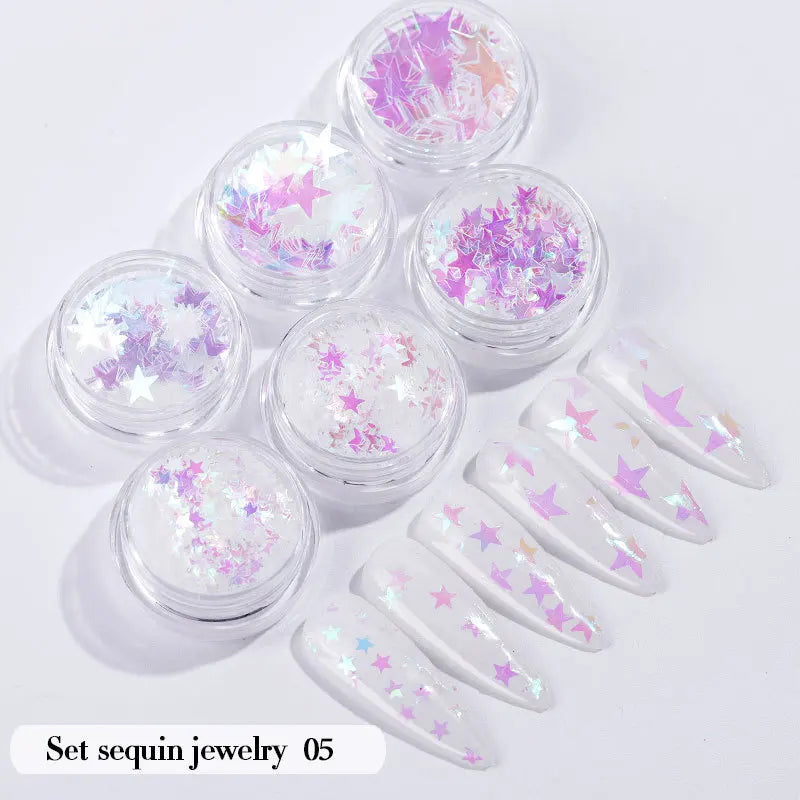 CHS040  new nail powder glitter holiday party beautiful shiny nail decoration star love geometry glitter powder