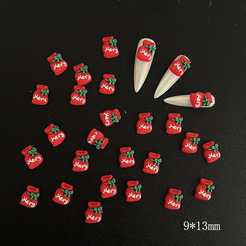 CHS013  Resin Christmas Bells Tree Deer Santa Claus Snowman Candy Cane For Jewelry DIY nail art