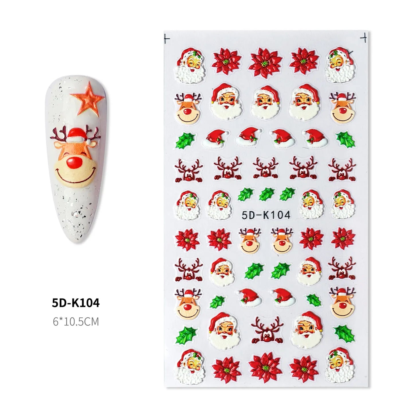 CHS012  New 5D Christmas Sticker Snowman Snowflake Red New Year Nail Art Sticker
