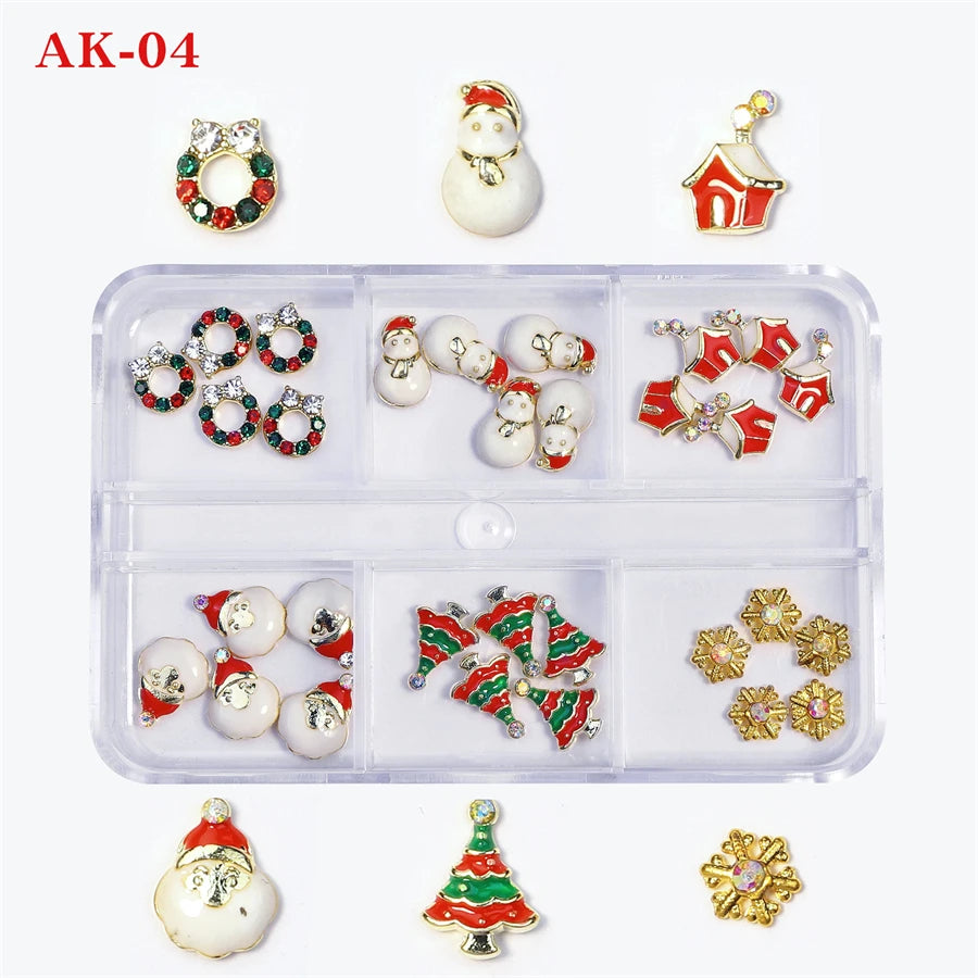 CHS002  Alloy Christmas Mix Shapes Christmas Metal Charm Nail art Decoration Wheel 3D Nail Jewelry Accessories