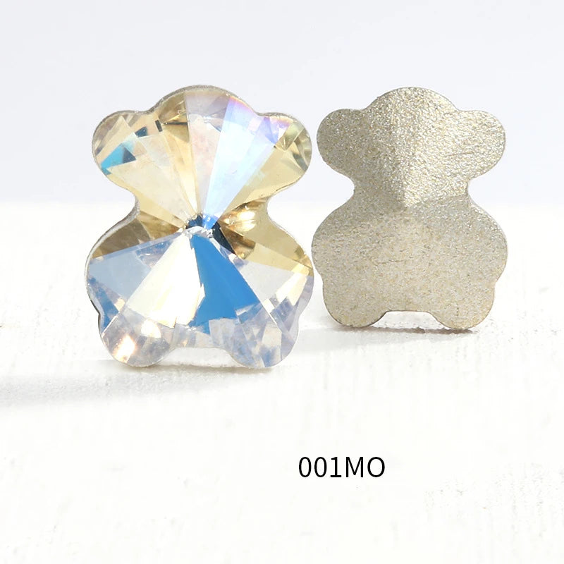 CHS049  Christmas series 6.5*8mm bear manicure rhinestone color pointed bottom glass rhinestone