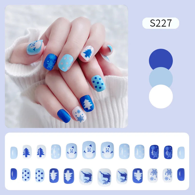 CHS023 Christmas style False Nails Long Press On Nail Tip Wholesale Vendor Custom Logo Acrylic Nail Artificial Fingernails