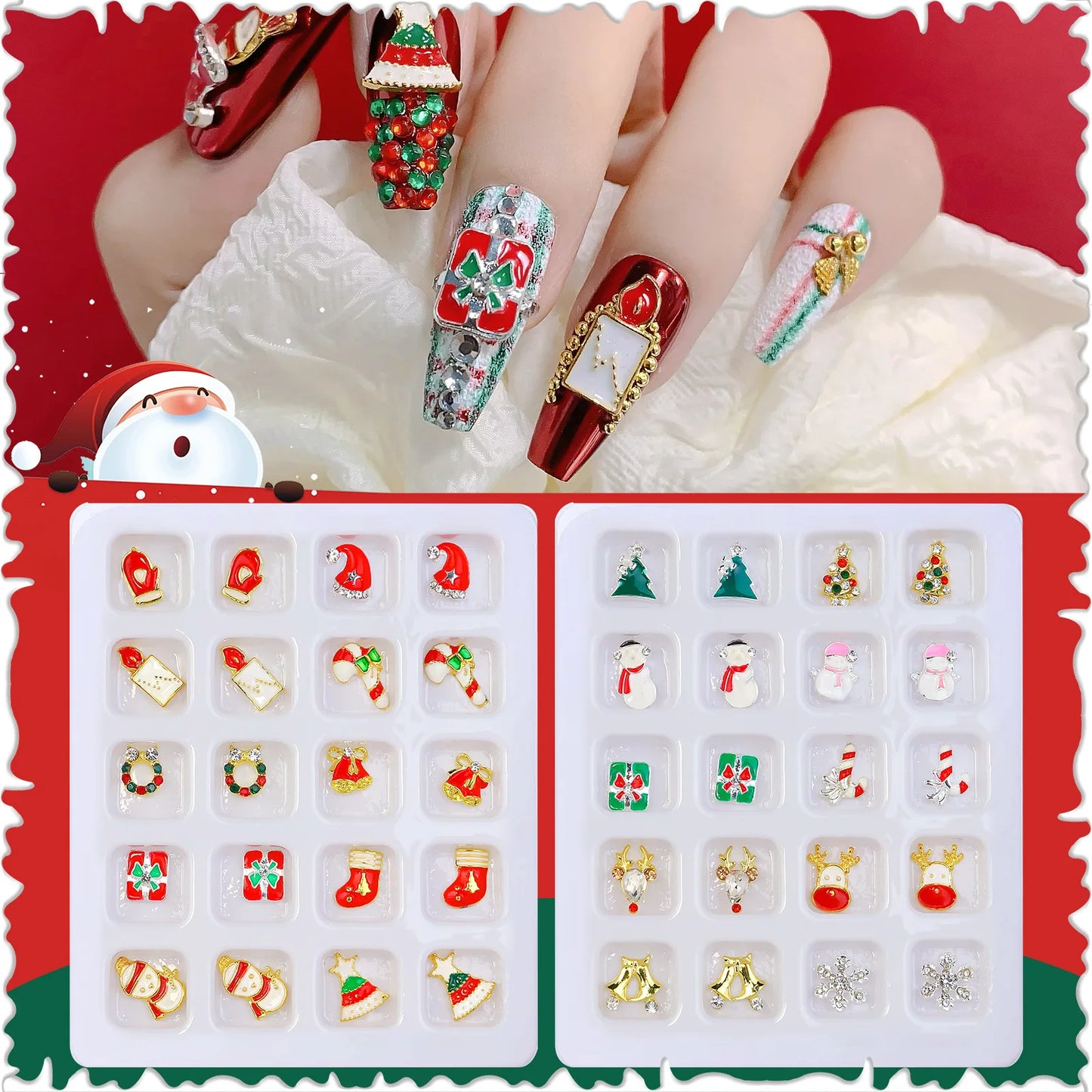CHS010  Nail Enhancement New Alloy Christmas Jewelry Snowman Diamond Bell Jewelry Set