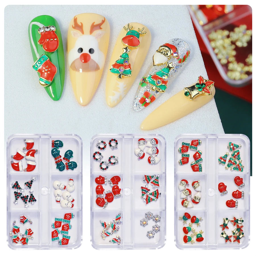 CHS002  Alloy Christmas Mix Shapes Christmas Metal Charm Nail art Decoration Wheel 3D Nail Jewelry Accessories