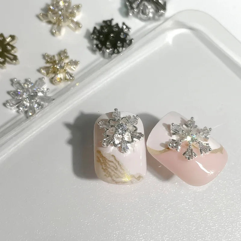 CHS015  Christmas Nail Art Zircon Charms 3D Snowflake Nail Glitter Sticker Supplies Accessories Shiny Xtmas Nail Rhinestones Jewelry