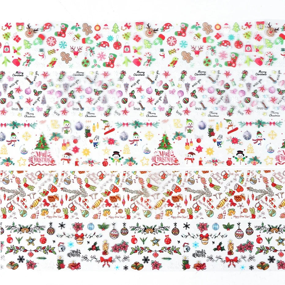 CHS009  Christmas Halloween Nail Foil Transfer Paper Set Snow Flower Elk Gift Santa Adhesive Paper Nail Art Stickers