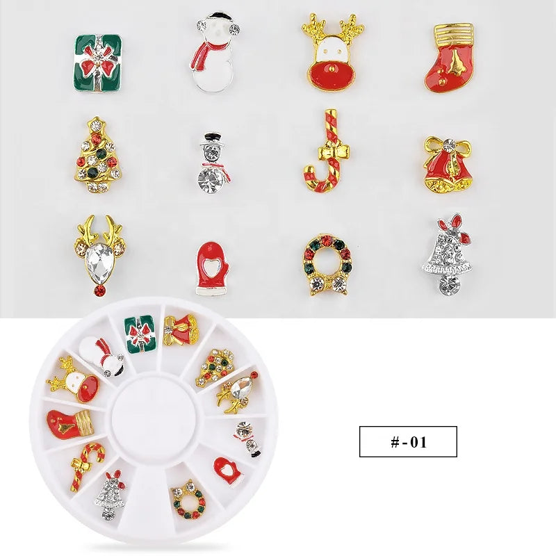 CHS004  Alloy Christmas Nail Decoration Wheel 3D Nail Jewelry Accessories