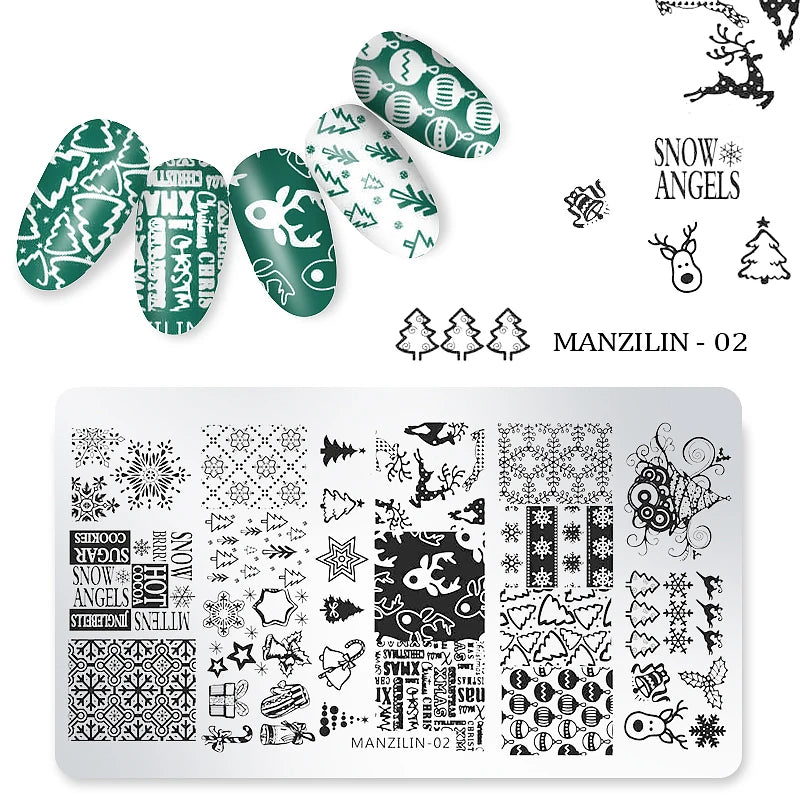 CHS003  6*12cm Christmas XMAS Theme Nail Art Stamping Template Plates Manicure Nail Tools