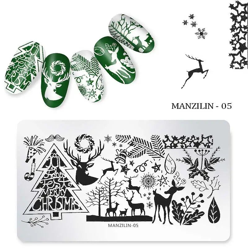 CHS003  6*12cm Christmas XMAS Theme Nail Art Stamping Template Plates Manicure Nail Tools